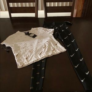 Nike Metallic Tights and Crop Top Xsmall